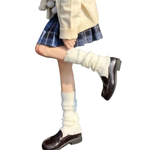 Women Leg Warmers Y2k Kawaii Baggy Socks Knit Long Socks Legging White | Amazon (US)