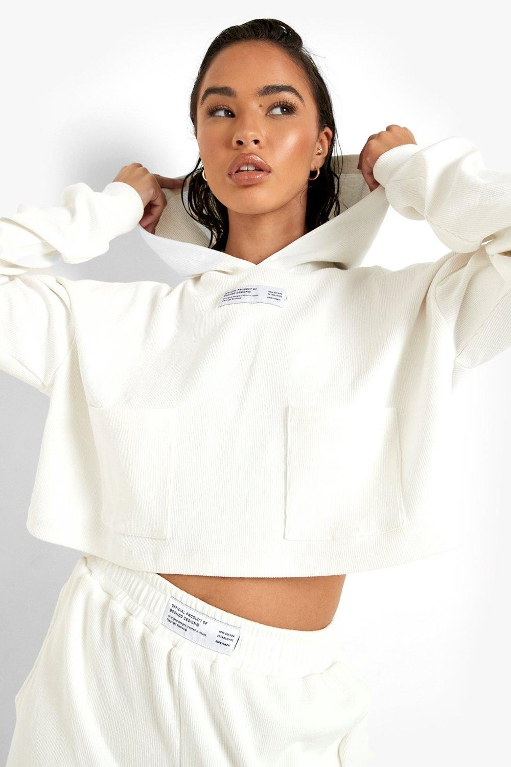 Thick Rib Cargo Pocket Hoodie | Boohoo.com (UK & IE)