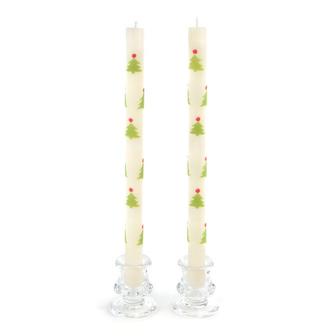 Christmas Tree Dinner Candles - Red & Green - Set of 2 | MacKenzie-Childs