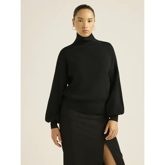 Scoop Women’s Boxy Turtleneck Sweater, Midweight, Sizes XS-XXL - Walmart.com | Walmart (US)