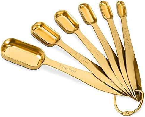 Accurate 18/8 Stainless Steel Measuring Spoons, Heavy Duty Good Handle Set of 6 Measuring Spoon w... | Amazon (US)
