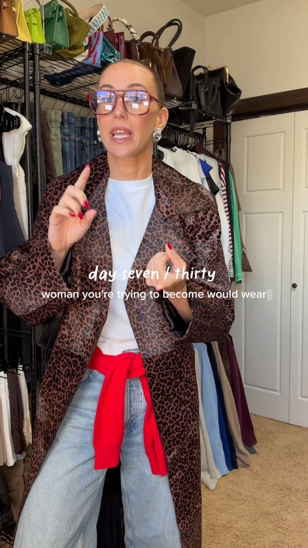 Leopard + red is my new favorite combo 🐆❤️

 A leopard trench over a white tee and light-wash wide-leg jeans, a red sweater tied at the waist, burgundy pointed flats, and burgundy frames. 

Bold but easy for everyday. Shop the look below!

#LTKstyletip #LTKSeasonal #LTKshoecrush #LTKfindsunder100 #LTKover40
