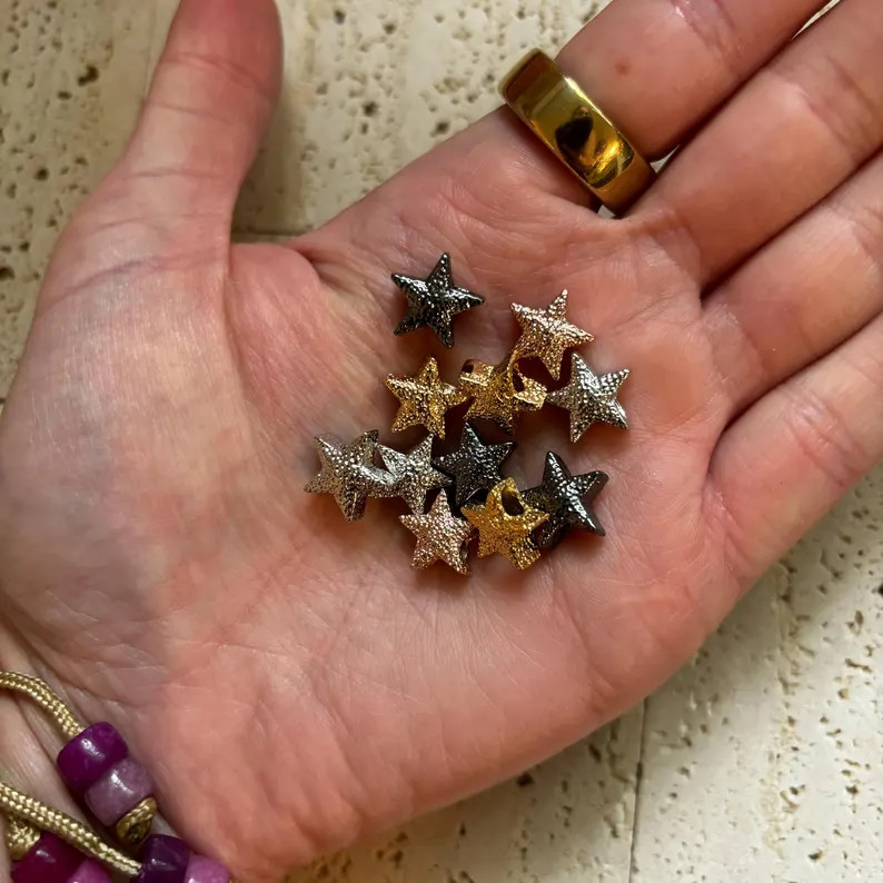 Gold Plated Textured Star 11mm Forte Bead • Jewelry Add Ons • Gold Plated • Forte Bead • ... | Etsy (US)
