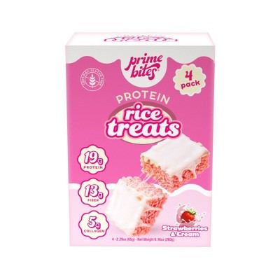 Prime Bites Strawberry Protein Rice Treat- 19g Protein - 9.16oz/4ct | Target