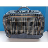 Vintage Blue Tweed/Leather Suitcase By Leeds, Leeds Luggage, Travel | Etsy (US)