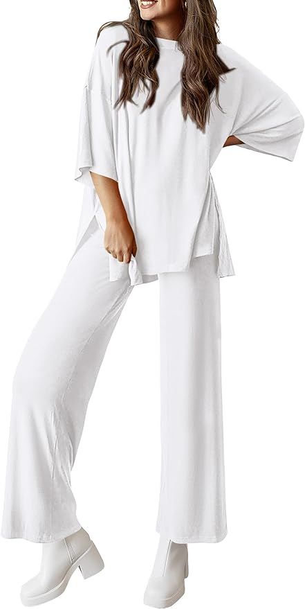 Pretty Garden Womens Short Sleeve Pullover Tops And Wide Leg Pants Lounge Set | Amazon (US)