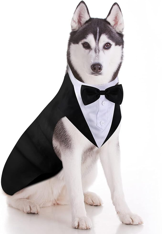 Dog Tuxedo and Bandana Set Dogs Formal Tuxedo PET Wedding Party Suit Wedding Bow Tie Shirt for We... | Amazon (US)