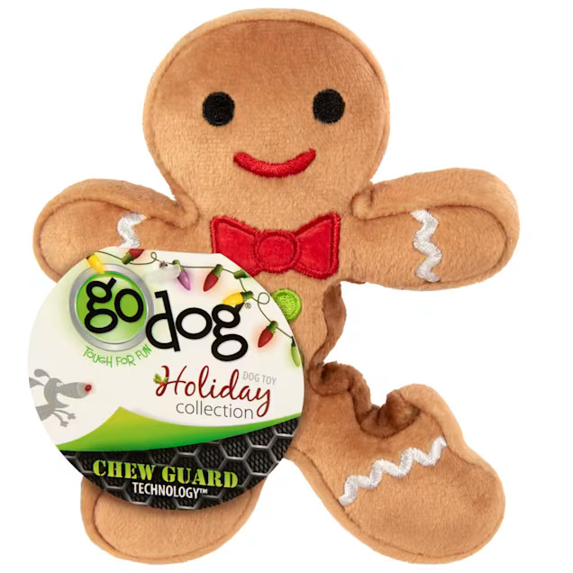 goDog Brown Chew Guard Technology Holiday Collection Gingerbread Man Squeaky Crinkle Plush Dog To... | Petco