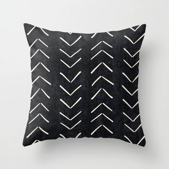 Mudcloth Big Arrows in Black and White Throw Pillow | Society6