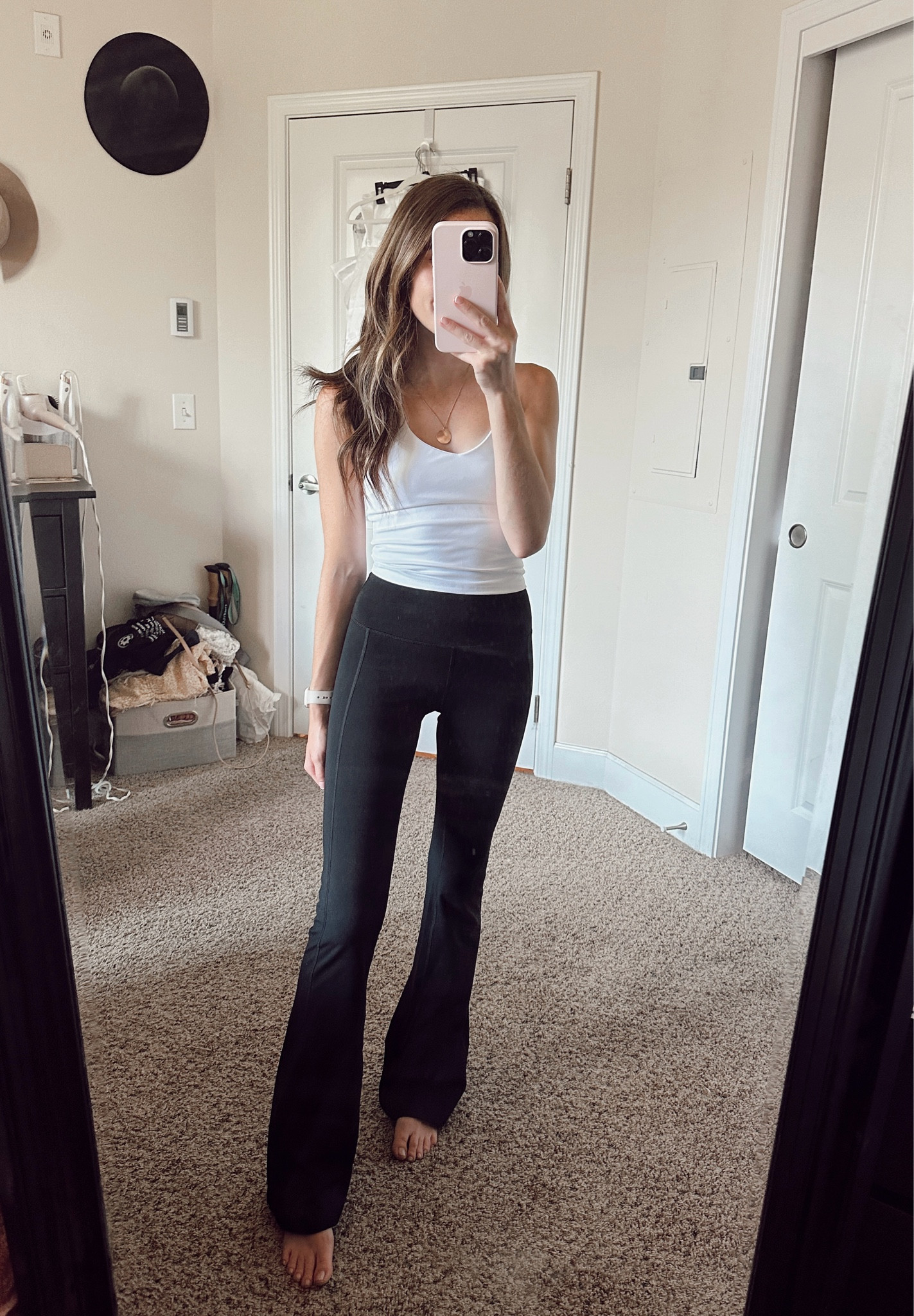 new fabletics july selects // wearing the anywhere built in bra tank in size xxs (fits tts) + oasis high waisted kick flare pants in xxs (also runs tts) and they’re both SO comfy!! 🤍 #FableticsPartner

#LTKStyleTip #LTKActive #LTKFitness