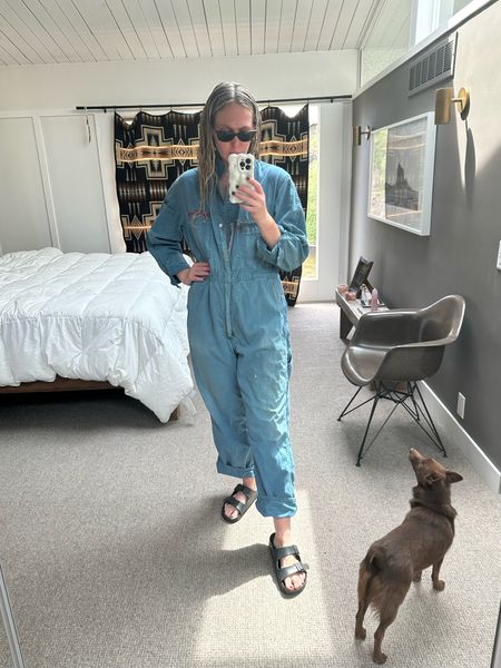 Living for a jumpsuit in spring because I can go jacket less. This is a vintage denim coverall with the perfect patina.  These are great to score on eBay. 

#LTKmidsize #LTKSeasonal #LTKover40