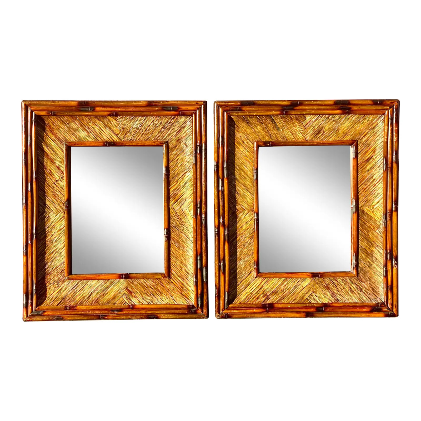 Vintage Coastal Bassett Bamboo Mirrors - a Pair | Chairish