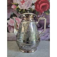 Vintage Silver Tea Pot - Rogers Smith With S Monogram, Floral Engraving Teapot, Engraved Flower Vase, Bridal Shower Decor | Etsy (US)