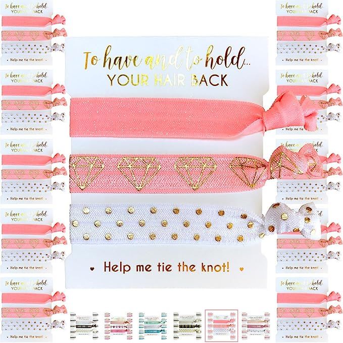 10 x 3-Pack Hair Ties - Bachelorette and Wedding Shower Party Favors for Bridesmaids, Team Bride,... | Amazon (US)