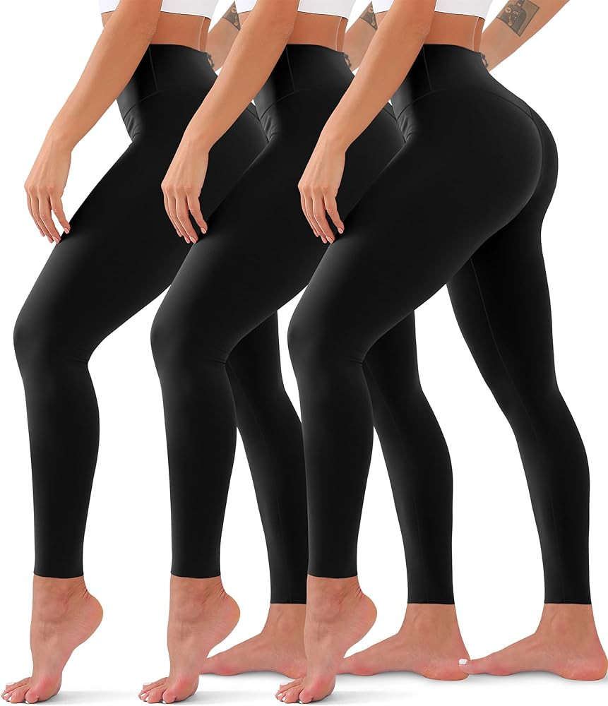 3 Pack High Waisted Leggings for Women No See Through Yoga Pants Tummy Control Leggings for Worko... | Amazon (US)