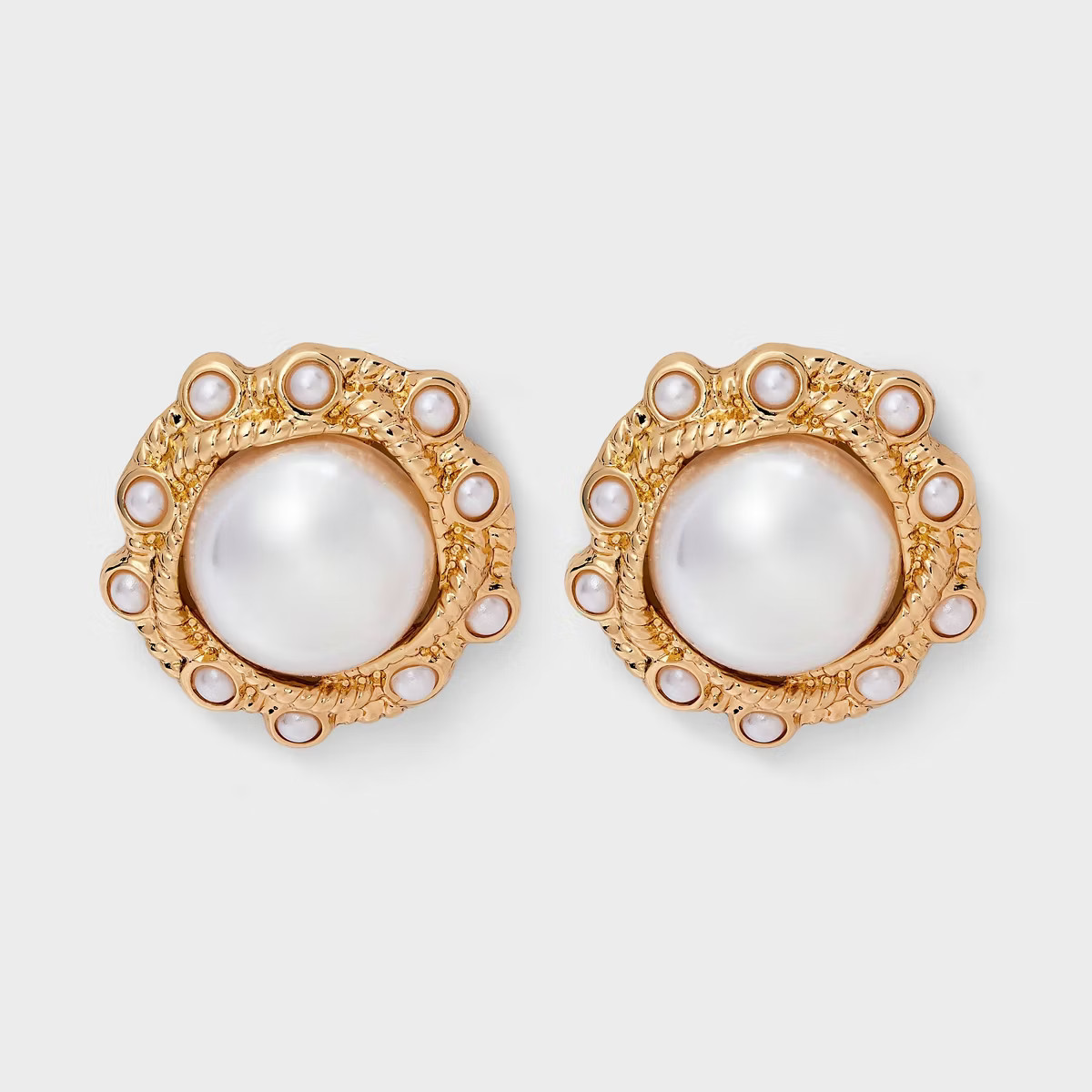 Pearl Button Earrings - A New Day™ Gold/Pearl | Target