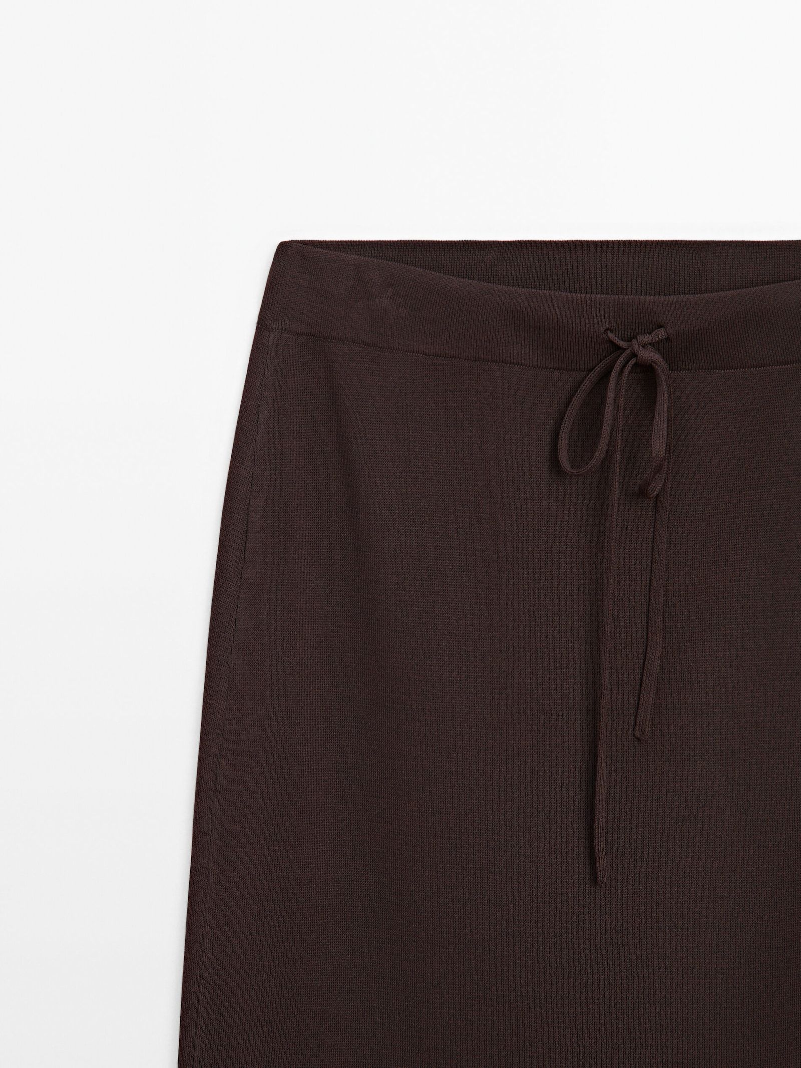 Knit midi skirt with drawstrings | Massimo Dutti UK