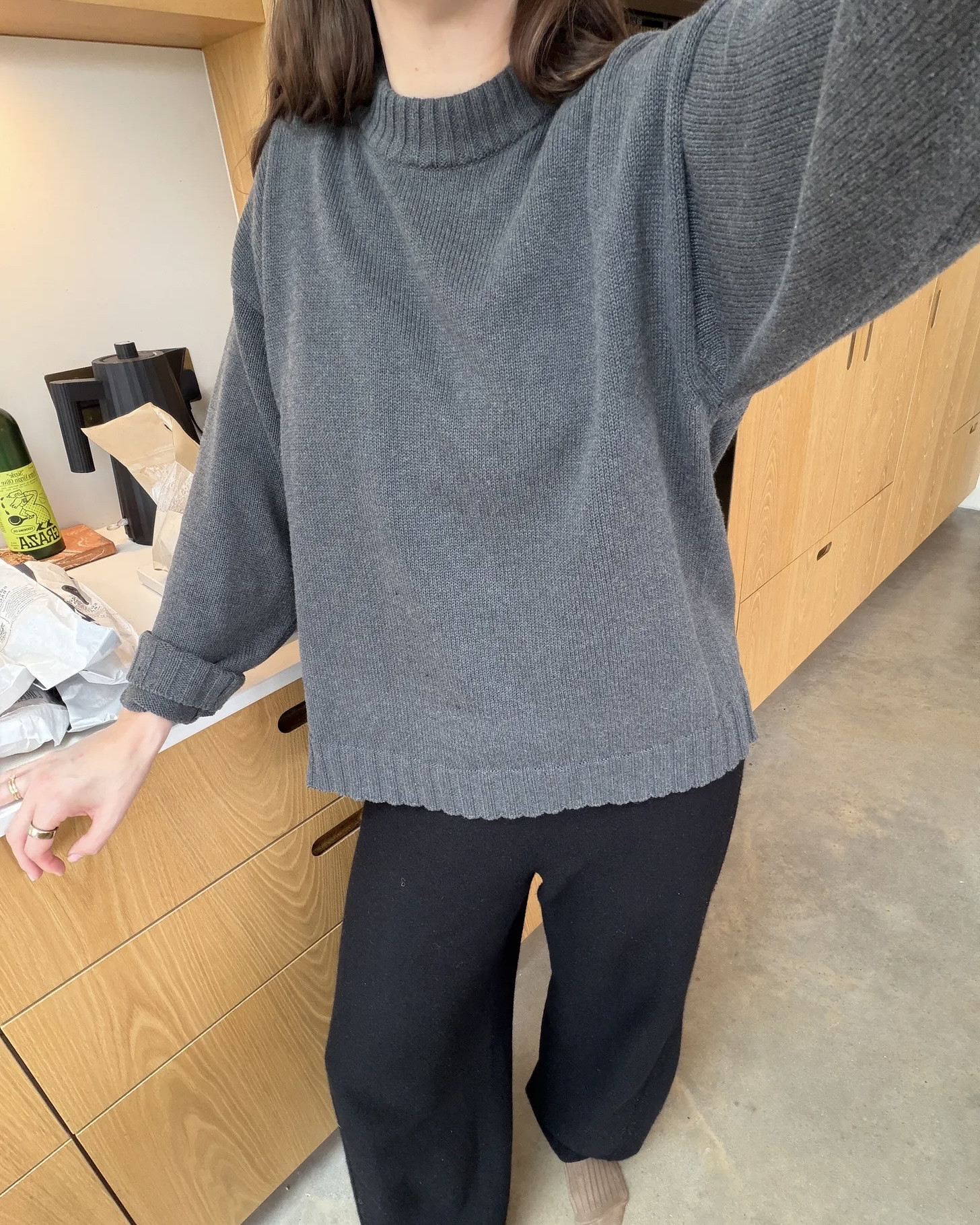 Outfits of the week - casual work from home day, wearing Donni cotton cashmere crew neck jumper with boiled wool trousers

#LTKwinter #LTKworkwear #LTKstyletip