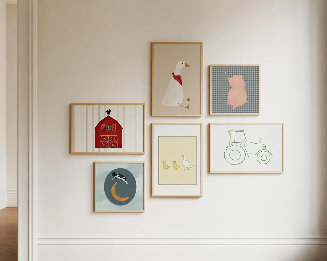 Farm Nursery Art Set of 6 Farm Printable Art Farm Nursery Decor Green Tractor Duck Print Goose Ar... | Etsy (US)