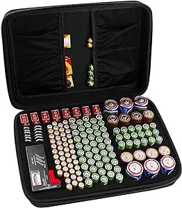 COMECASE Hard Battery Organizer Storage Box, Carrying Case Bag Holder - Holds 148 Batteries AA AA... | Amazon (US)