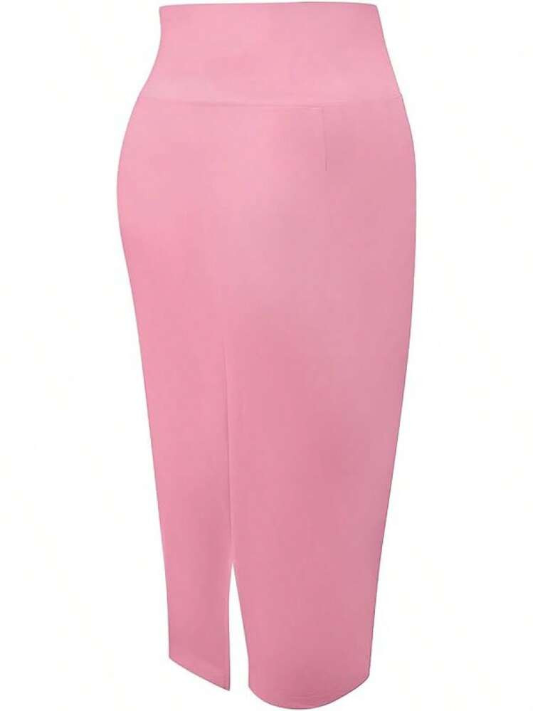 Women Office Work Pencil Skirt Elastic High Waist Over Knee Slim Business Casual Skirt | SHEIN