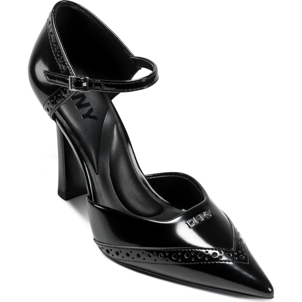 DKNY Carmyn Ankle Strap Pointed Toe Pump in Black at Nordstrom, Size 10 | Nordstrom