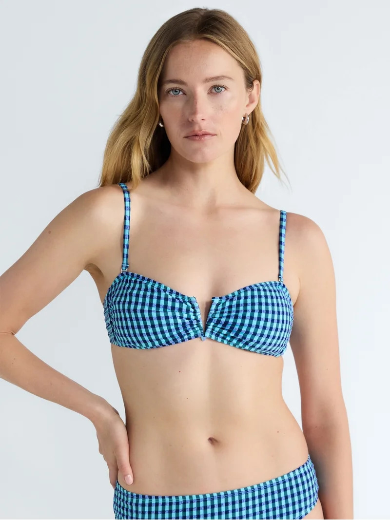 Free Assembly Women's and Women's Plus V Wire Seersucker Bralette Bikini Top, Sizes XS-3X - Walma... | Walmart (US)