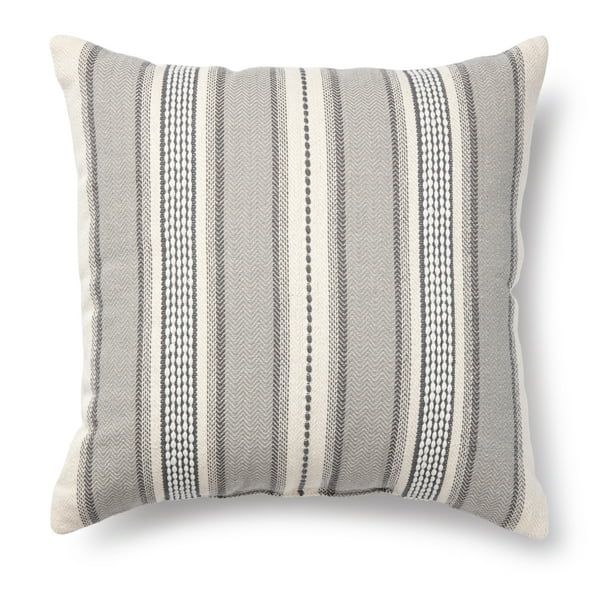 Mainstays Classic Woven Stripe Decorative Pillow, 18" x 18", Square, Grey, Single Pillow - Walmar... | Walmart (US)