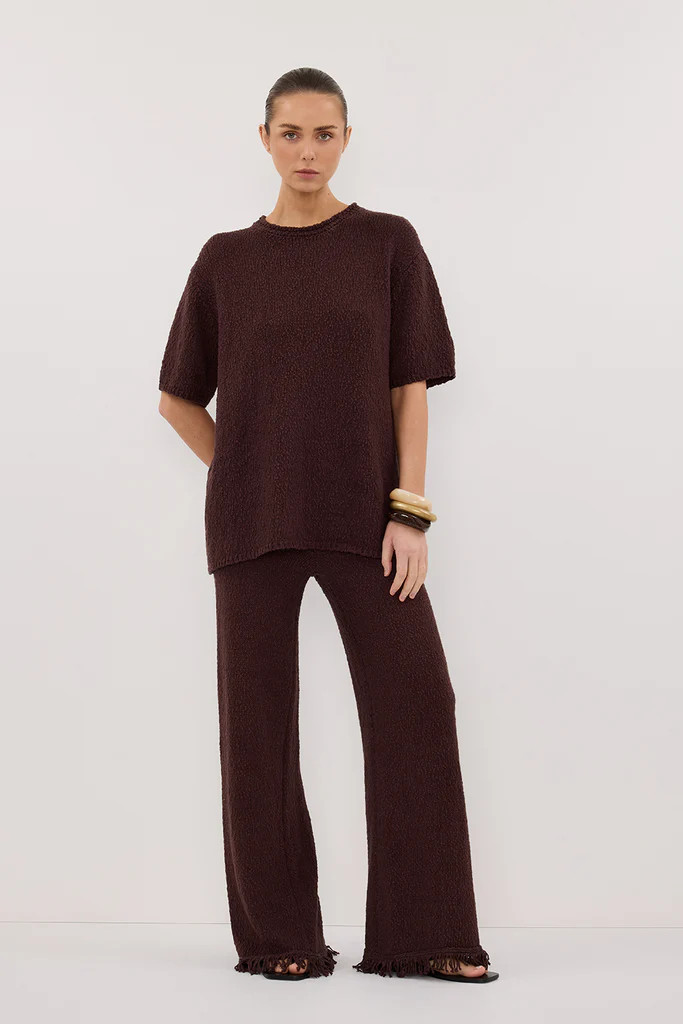 SUE CHOC FRINGE KNIT PANT | DISSH