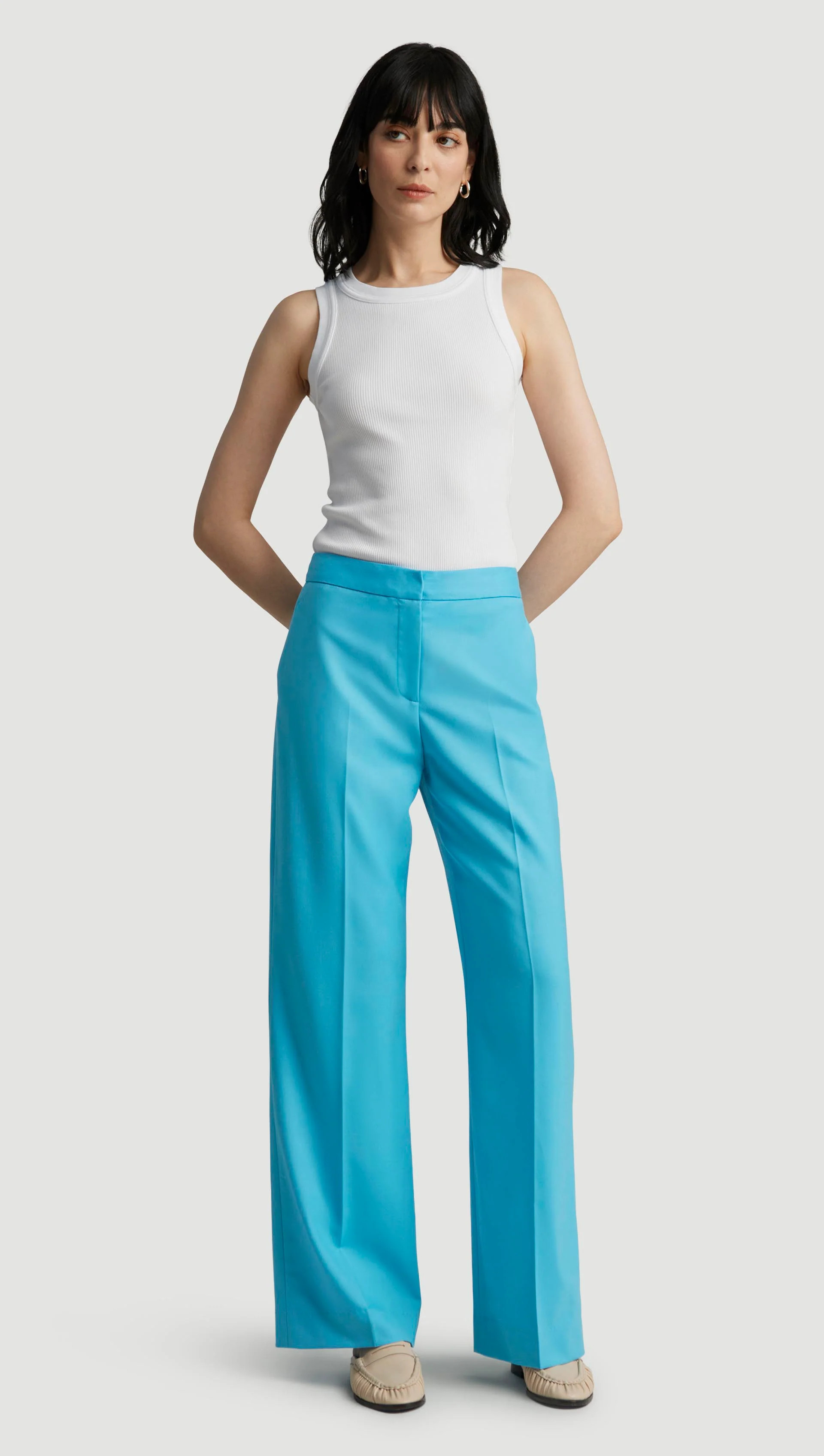 Wide Leg Trouser in Seasonless Wool | Women's Pants | Argent | Argent
