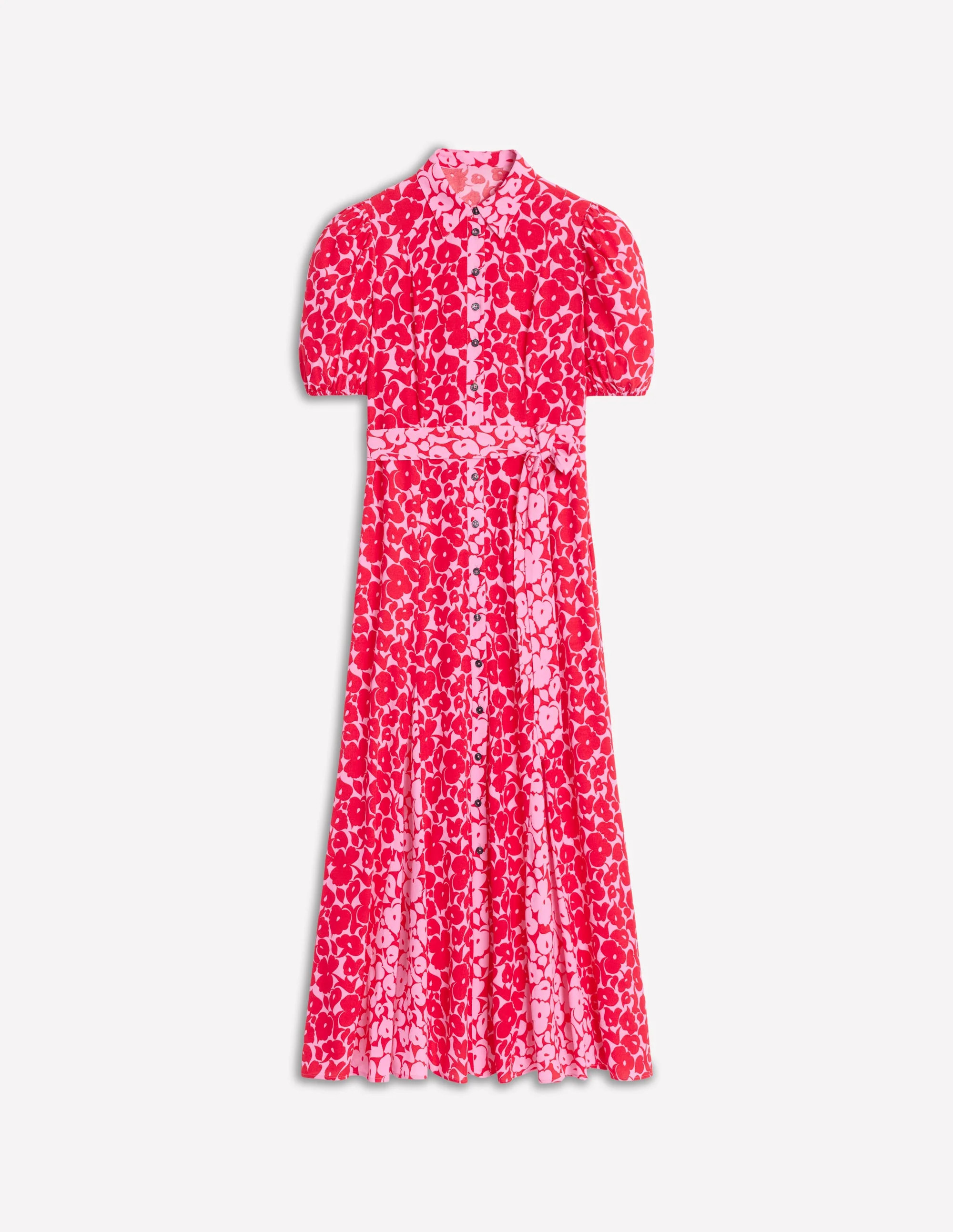 Alegra Midi Shirt Dress-Jewel Red, Leafy Grove | Boden (US)