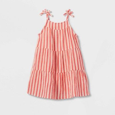 Toddler Girls' Striped Tiered Tank Top Dress - Cat & Jack™ Red | Target