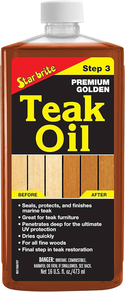 STAR BRITE Premium Golden Teak Oil 16 Oz- Sealer, Preserver, & Finish for Outdoor Teak & Other Fi... | Amazon (US)
