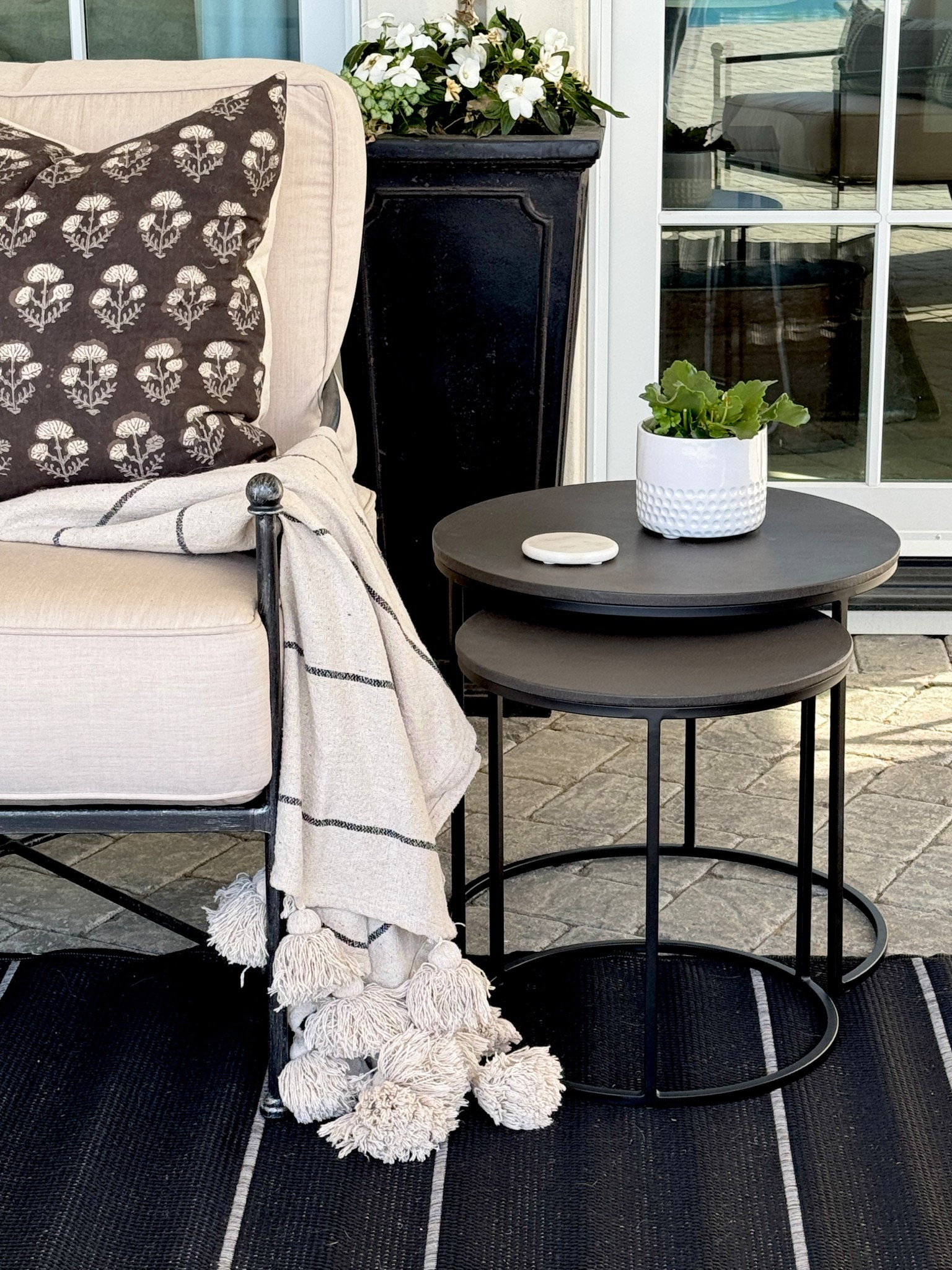 The Ava Modern Classic Black Metal Outdoor Nesting Coffee Table that was #gifted to me from @kathykuohome can be used outdoors and indoors.  These gorgeous tables are entirely made from natural composites, this set of 2 can be used as a coffee table in a smaller space, or as side tables in a larger area like mine.  I love that you can separate them if you are entertaining and need more table space!

#liketkit #ltkhome @shop.ltk #ad
#kathykuohome #lovewhereyoulive

#LTKFamily #LTKHome