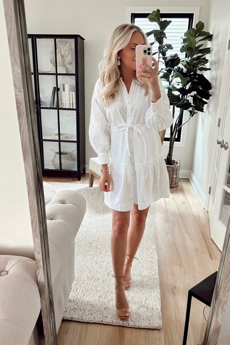 How cute is this white shirt dress with pockets!? Had to have it! Only $32 and comes in 4 colors!

Wearing small. 

Summer dress. Summer outfits. White dress. Midi dress. 

#LTKSeasonal #LTKstyletip #LTKunder50