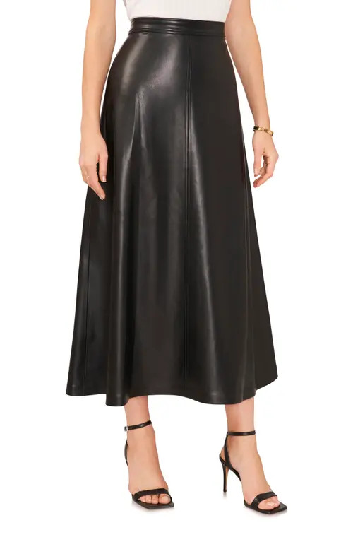 Vince Camuto Faux Leather A-Line Skirt in Rich Black at Nordstrom, Size Small | Nordstrom