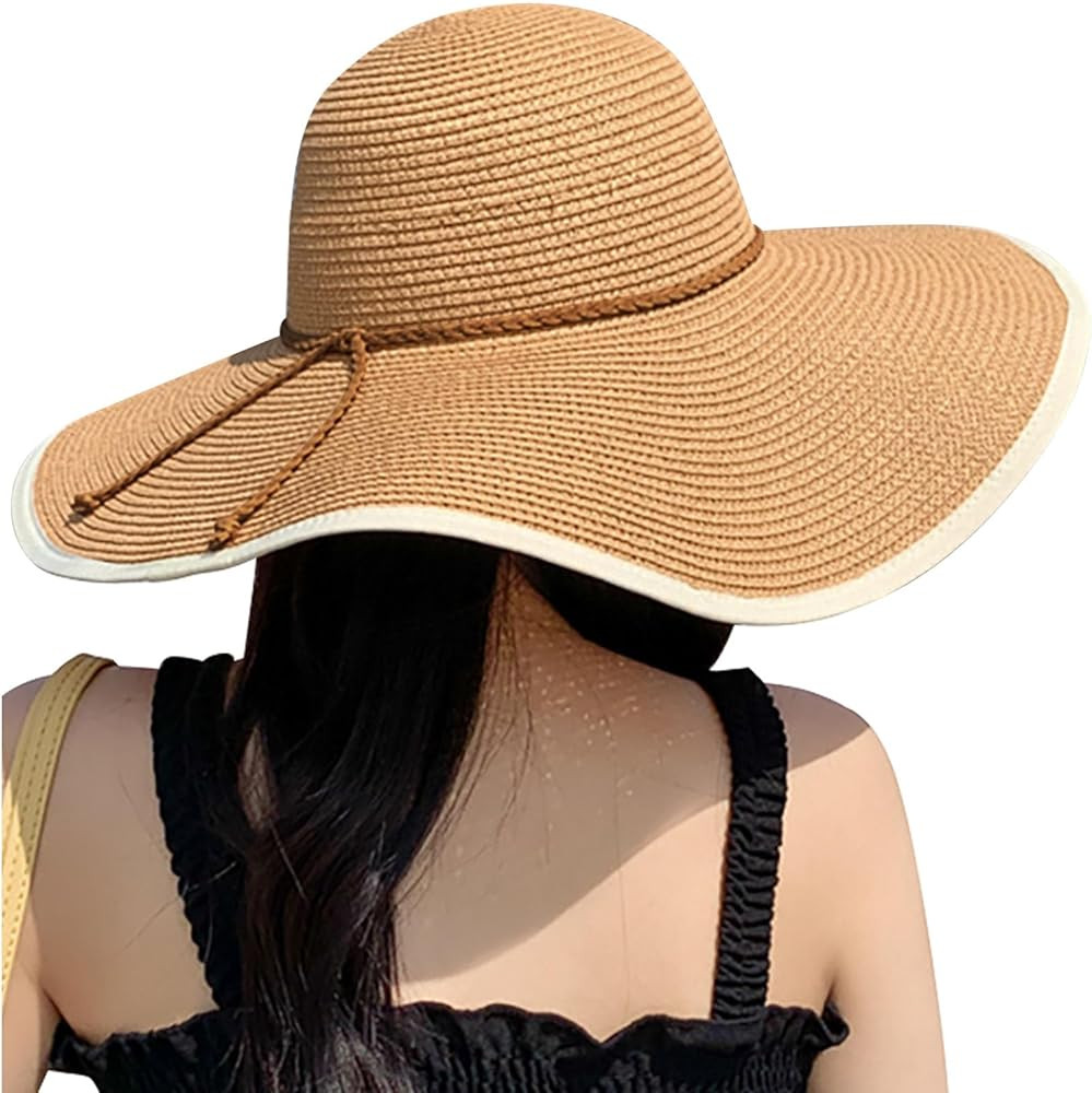 DRESHOW Beach Hats for Women Big Straw Wide Brim Summer Hat Floppy Foldable Roll up Cap Sun Hat U... | Amazon (US)