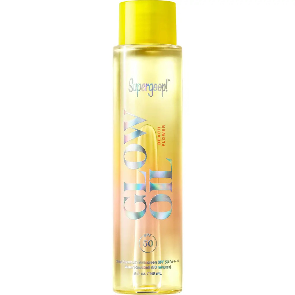 Supergoop!® Glow Oil SPF 50 Scented Sunscreen Body Oil in Beach Flower at Nordstrom | Nordstrom