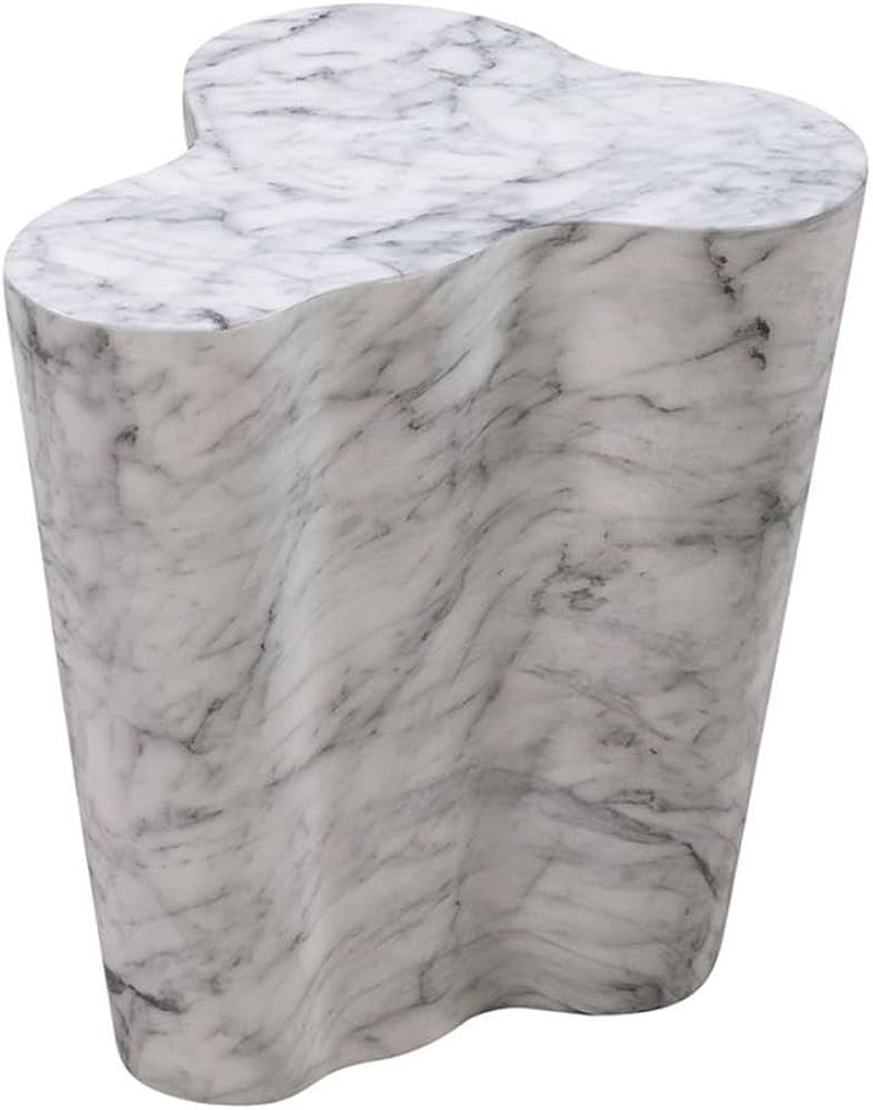 Tov Furniture Modern Slab Living Room Short Side Table, 18", 18 Inch Tall, White Marble | Amazon (US)