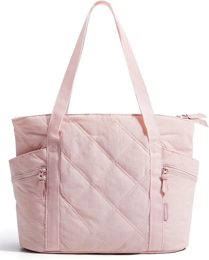BAGSMART Crush Tote Bag for Women, 20L Puffer Work Tote with Zipper, Travel Essentials Quilted Nu... | Amazon (US)