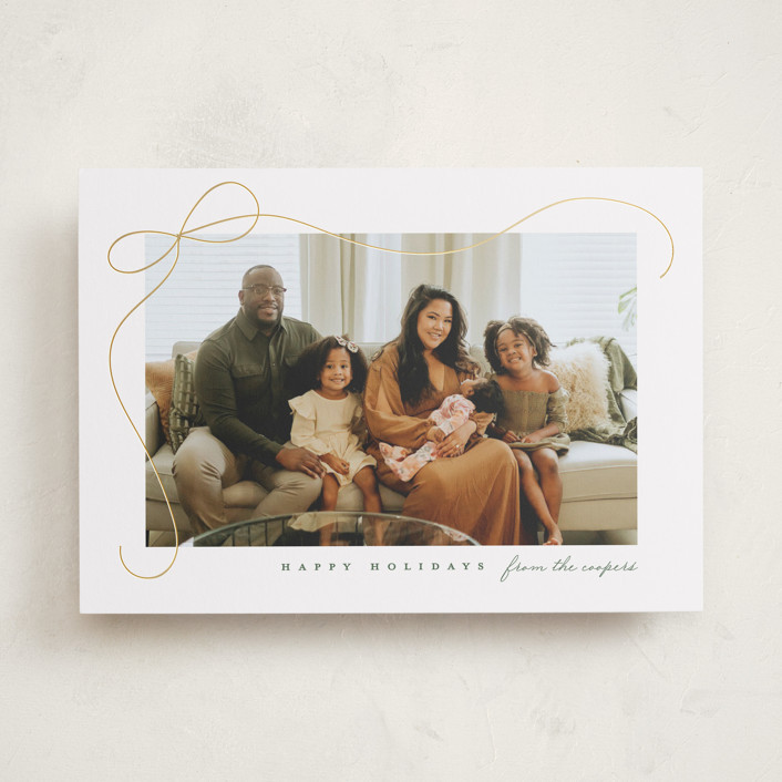 "Cascading Bow" - Customizable Foil-pressed Holiday Cards in White by Lauren Chism. | Minted