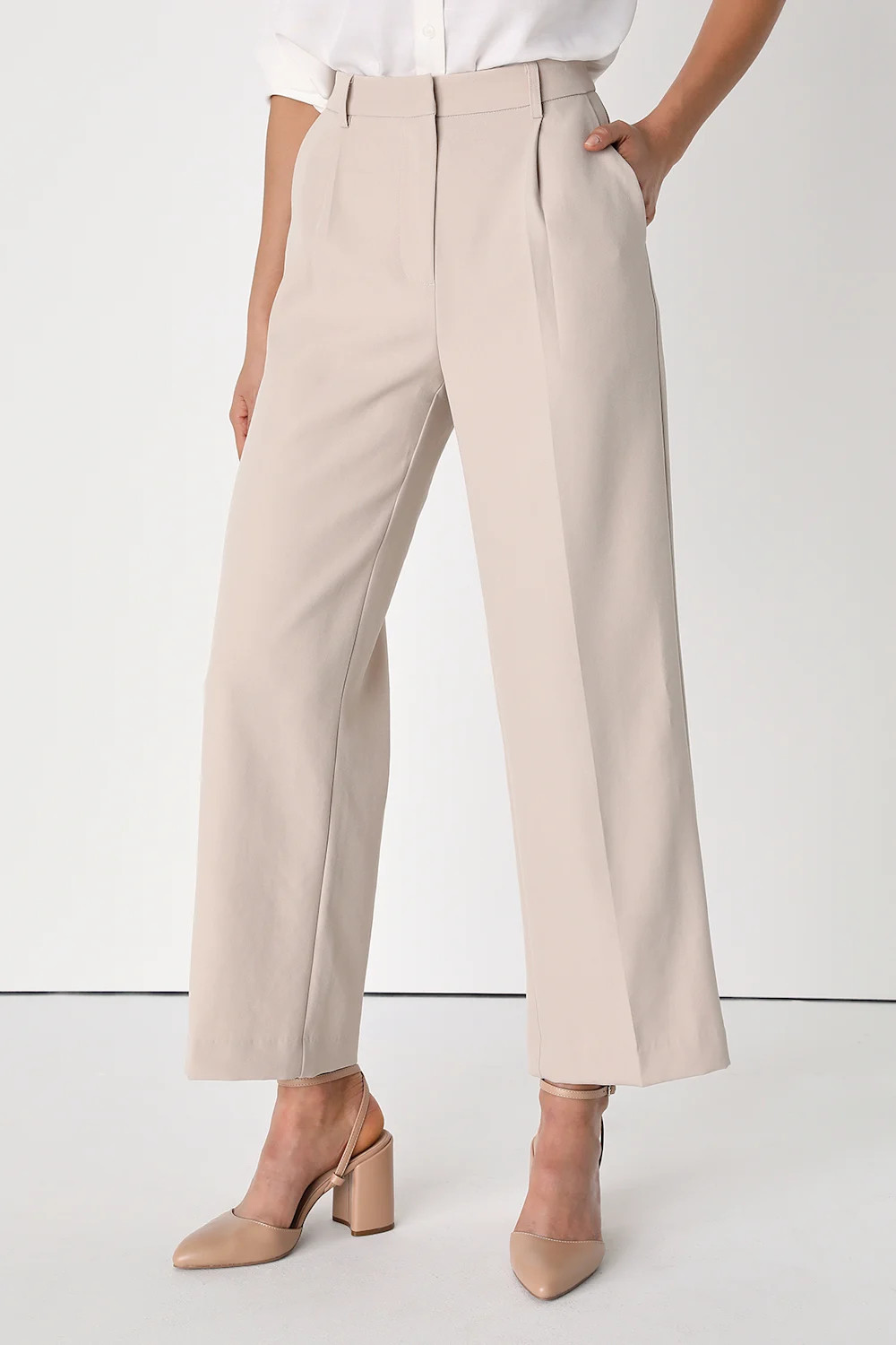 Posh Season Beige Straight Leg Trouser Pants | Lulus (US)