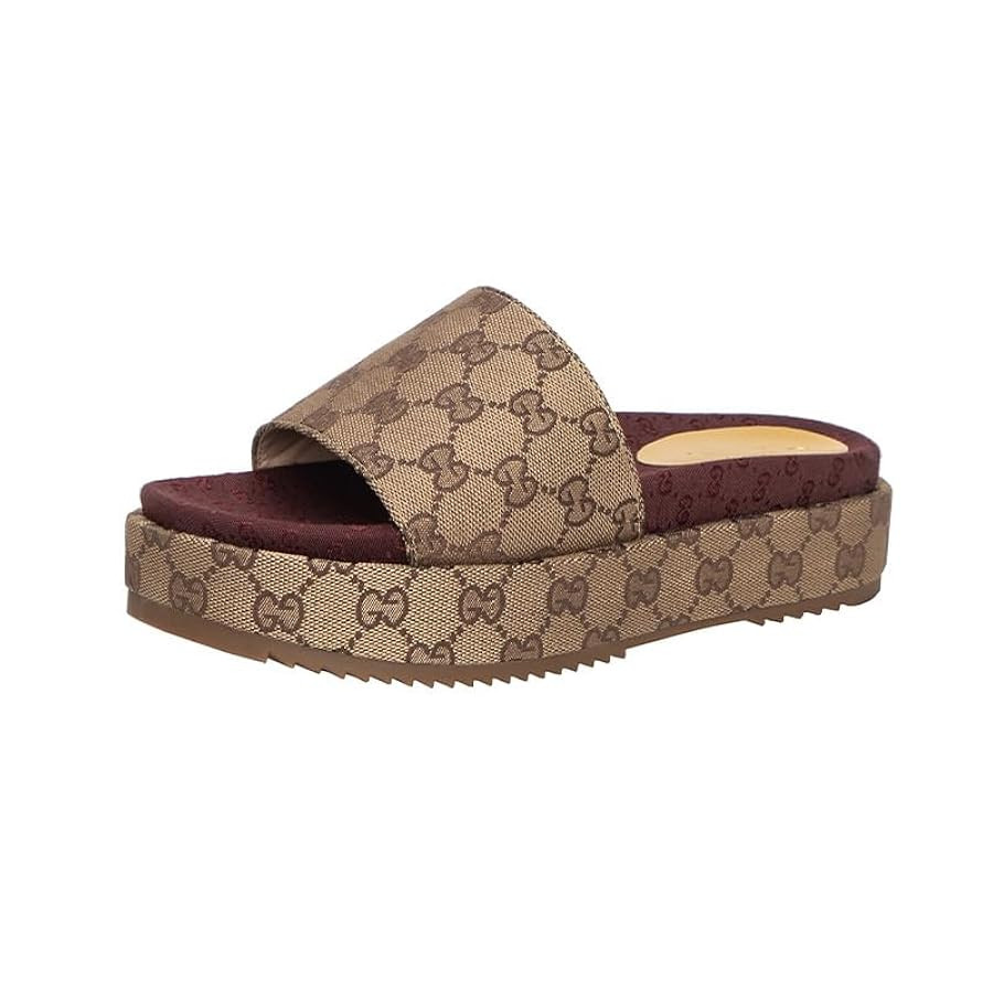 Women's Platform Slides Canvas Sandals Comfortable Open Toe Sandals for Summer Beach | Amazon (US)