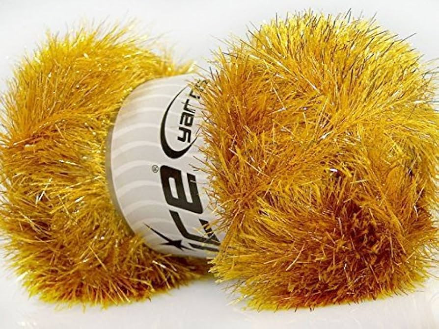 Large 100 Gram Skein Gold Eyelash Dazzle Metallic Eyelash Yarn | Amazon (US)