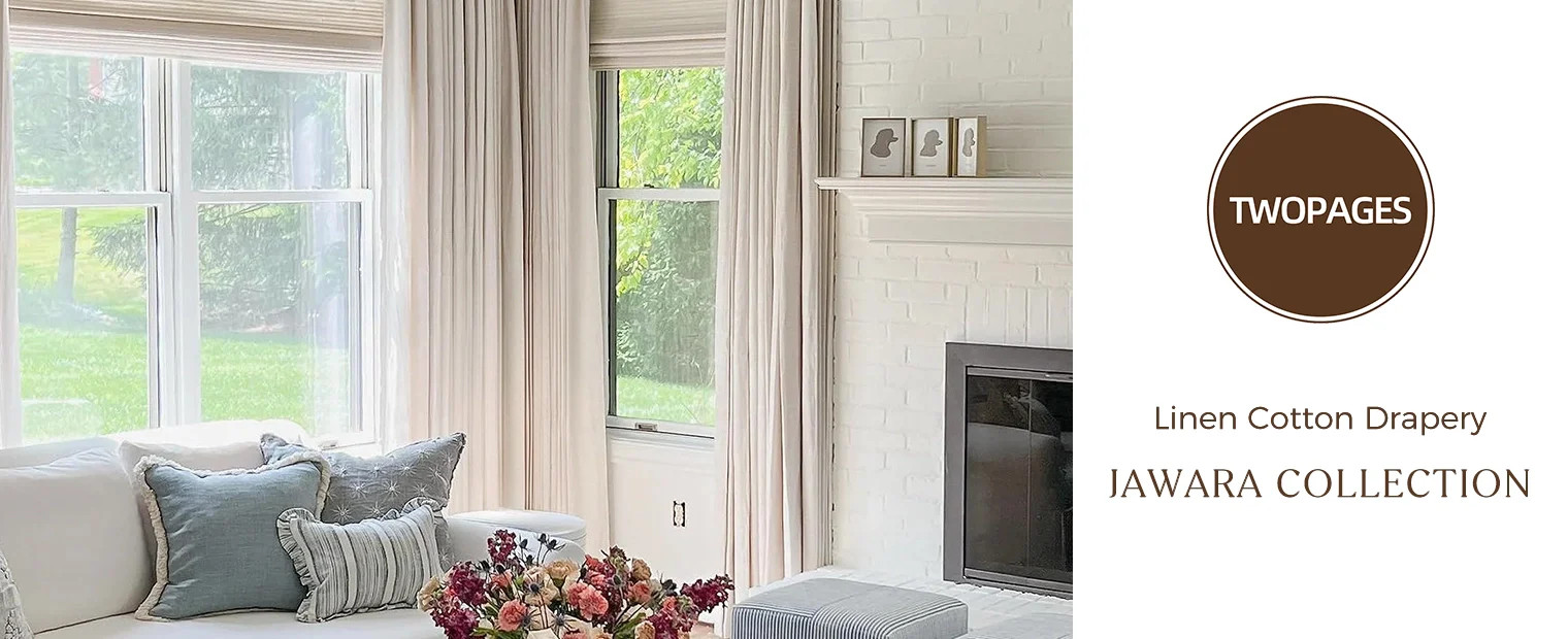 Jawara Luxury Linen Cotton Curtain Pleated | TWOPAGES