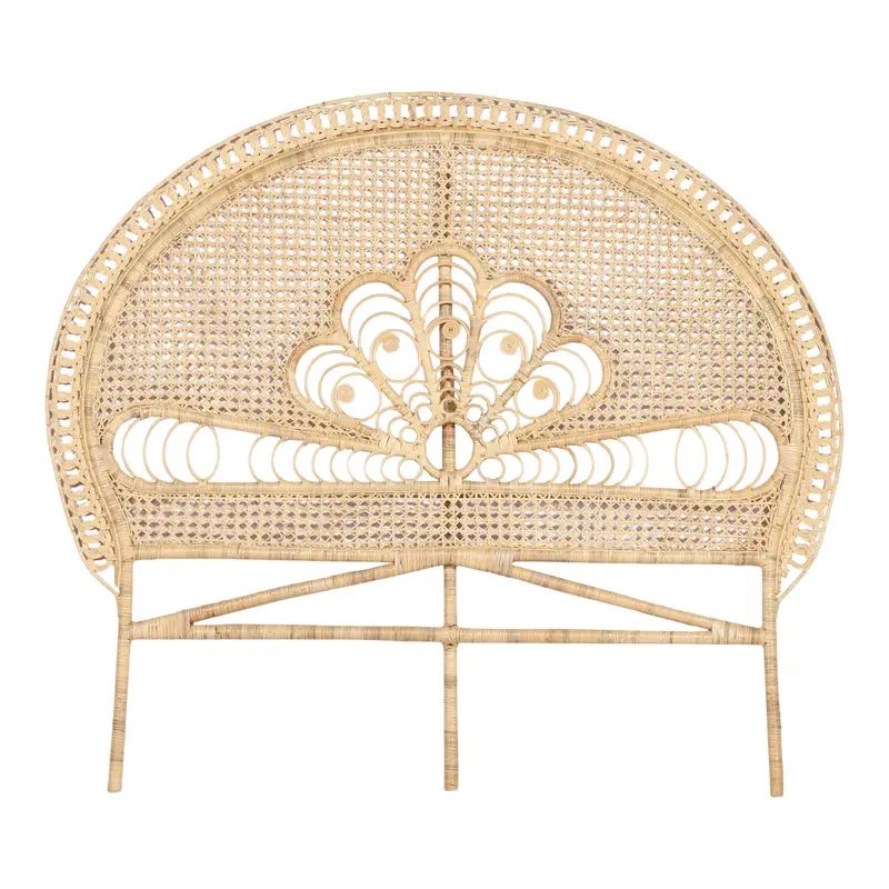 Contemporary Rattan Wicker Headboard - Queen/King | Chairish