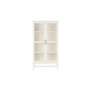Home Decorators Collection 61.1 in. Ivory Wood 4-shelf Standard Bookcase with Glass Door-SK19345B... | The Home Depot