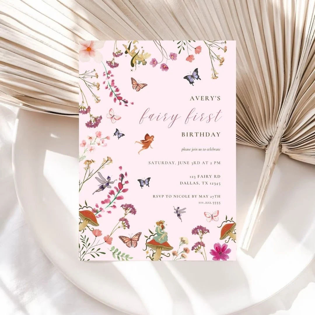 Fairy First Birthday Invitation Editable Fairy 1st Birthday Template Enchanted Magical Garden Bir... | Etsy (US)