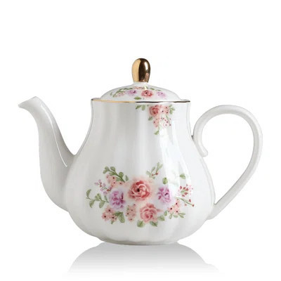 Royal Teapot, Ceramic Tea Pot With Removable Stainless Steel Infuser, Blooming & Loose Leaf Teapot (Rose Flower, 28 Ounce) | Wayfair North America