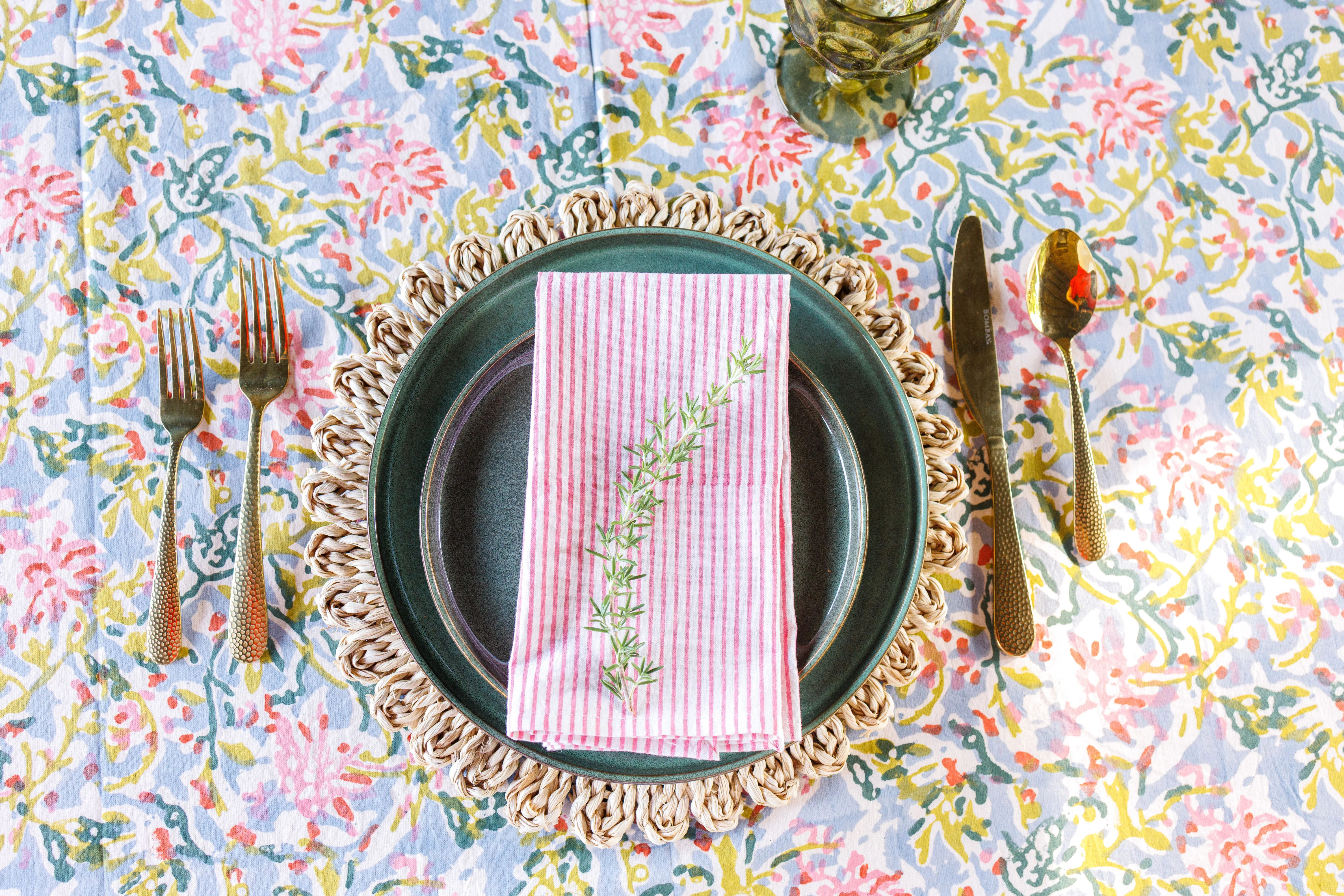Maggie Oaks Mary Pink Stripe Cloth Napkin | Clover and Bee | Clover + Bee